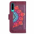 For Huawei P30 Printing Dual-color Half Mandala Pattern Dual-side Magnetic Buckle Horizontal Flip Leather Case with Holder & Card Slots & Wallet & Photo Frame & Lanyard(Wine Red) - 3