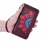 For Huawei P30 Printing Dual-color Half Mandala Pattern Dual-side Magnetic Buckle Horizontal Flip Leather Case with Holder & Card Slots & Wallet & Photo Frame & Lanyard(Wine Red) - 7
