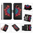 For Huawei P30 Lite Printing Dual-color Half Mandala Pattern Dual-side Magnetic Buckle Horizontal Flip Leather Case with Holder & Card Slots & Wallet & Photo Frame & Lanyard(Black) - 1