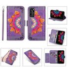 For Huawei P40 Printing Dual-color Half Mandala Pattern Dual-side Magnetic Buckle Horizontal Flip Leather Case with Holder & Card Slots & Wallet & Photo Frame & Lanyard(Purple) - 1