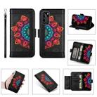 For Huawei P40 Printing Dual-color Half Mandala Pattern Dual-side Magnetic Buckle Horizontal Flip Leather Case with Holder & Card Slots & Wallet & Photo Frame & Lanyard(Black) - 1