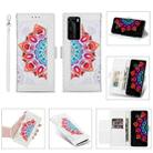For Huawei P40 Pro Printing Dual-color Half Mandala Pattern Dual-side Magnetic Buckle Horizontal Flip Leather Case with Holder & Card Slots & Wallet & Photo Frame & Lanyard(White) - 1