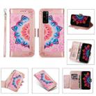 For Huawei Honor 30 Pro Printing Dual-color Half Mandala Pattern Dual-side Magnetic Buckle Horizontal Flip Leather Case with Holder & Card Slots & Wallet & Photo Frame & Lanyard(Rose Gold) - 1