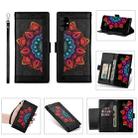 For Samsung Galaxy A31 Printing Dual-color Half Mandala Pattern Dual-side Magnetic Buckle Horizontal Flip Leather Case with Holder & Card Slots & Wallet & Photo Frame & Lanyard(Black) - 1