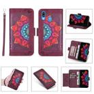 For Samsung Galaxy A20e Printing Dual-color Half Mandala Pattern Dual-side Magnetic Buckle Horizontal Flip Leather Case with Holder & Card Slots & Wallet & Photo Frame & Lanyard(Wine Red) - 1