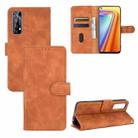 For OPPO Realme 7 Solid Color Skin Feel Magnetic Buckle Horizontal Flip Calf Texture PU Leather Case with Holder & Card Slots & Wallet(Brown) - 1