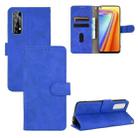 For OPPO Realme 7 Solid Color Skin Feel Magnetic Buckle Horizontal Flip Calf Texture PU Leather Case with Holder & Card Slots & Wallet(Blue) - 1