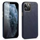 Lambskin Texture Four-Corner Full Coverage Leather + Metal Protective Case For iPhone 12(Blue) - 1