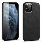 Lambskin Texture Four-Corner Full Coverage Leather + Metal Protective Case For iPhone 12(Black) - 1