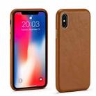 Lambskin Texture Four-Corner Full Coverage Leather + Metal Protective Case For iPhone 7 / 8(Brown) - 1