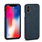 Lambskin Texture Four-Corner Full Coverage Leather + Metal Protective Case For iPhone X / XS(Blue) - 1