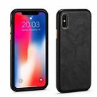 Lambskin Texture Four-Corner Full Coverage Leather + Metal Protective Case For iPhone X / XS(Black) - 1