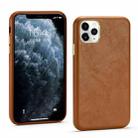 For iPhone 11 Lambskin Texture Four-Corner Full Coverage Leather + Metal Protective Case (Brown) - 1