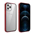 For iPhone 12 Pro Max Double Sides Tempered Glass Magnetic Adsorption Metal Frame Anti-peep Screen Case(Red) - 1