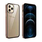 For iPhone 12 Pro Max Double Sides Tempered Glass Magnetic Adsorption Metal Frame Anti-peep Screen Case(Gold) - 1