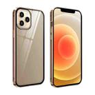 For iPhone 12 mini Double Sides Tempered Glass Magnetic Adsorption Metal Frame Anti-peep Screen Case (Gold) - 1