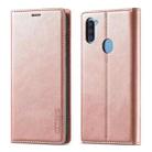 For Samsung Galaxy A11 / M11 LC.IMEEK Strong Magnetism Ultra-thin Horizontal Flip Shockproof Matte TPU + PU Leather Case with Holder & Card Slots & Wallet(Rose Gold) - 1