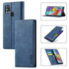 For Samsung Galaxy A21s LC.IMEEK Strong Magnetism Ultra-thin Horizontal Flip Shockproof Matte TPU + PU Leather Case with Holder & Card Slots & Wallet(Blue) - 1