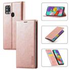 For Samsung Galaxy A21s LC.IMEEK Strong Magnetism Ultra-thin Horizontal Flip Shockproof Matte TPU + PU Leather Case with Holder & Card Slots & Wallet(Rose Gold) - 1