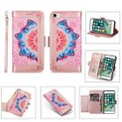 Printing Dual-color Half Mandala Pattern Dual-side Magnetic Buckle Horizontal Flip Leather Case with Holder & Card Slots & Wallet & Photo Frame & Lanyard ForiPhone SE 2022 / SE 2020 / 8 / 7(Rose Gold) - 1