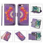 Printing Dual-color Half Mandala Pattern Dual-side Magnetic Buckle Horizontal Flip Leather Case with Holder & Card Slots & Wallet & Photo Frame & Lanyard For iPhone 8 Plus / 7 Plus(Purple) - 1