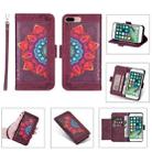 Printing Dual-color Half Mandala Pattern Dual-side Magnetic Buckle Horizontal Flip Leather Case with Holder & Card Slots & Wallet & Photo Frame & Lanyard For iPhone 8 Plus / 7 Plus(Wine Red) - 1