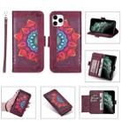 Printing Dual-color Half Mandala Pattern Dual-side Magnetic Buckle Horizontal Flip Leather Case with Holder & Card Slots & Wallet & Photo Frame & Lanyard For iPhone 11(Wine Red) - 1