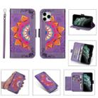 Printing Dual-color Half Mandala Pattern Dual-side Magnetic Buckle Horizontal Flip Leather Case with Holder & Card Slots & Wallet & Photo Frame & Lanyard For iPhone 11 Pro Max(Purple) - 1