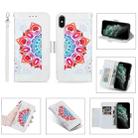 Printing Dual-color Half Mandala Pattern Dual-side Magnetic Buckle Horizontal Flip Leather Case with Holder & Card Slots & Wallet & Photo Frame & Lanyard For iPhone XS / X(White) - 1