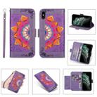 Printing Dual-color Half Mandala Pattern Dual-side Magnetic Buckle Horizontal Flip Leather Case with Holder & Card Slots & Wallet & Photo Frame & Lanyard For iPhone XS / X(Purple) - 1