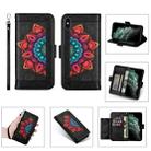 Printing Dual-color Half Mandala Pattern Dual-side Magnetic Buckle Horizontal Flip Leather Case with Holder & Card Slots & Wallet & Photo Frame & Lanyard For iPhone XR(Black) - 1