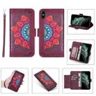 Printing Dual-color Half Mandala Pattern Dual-side Magnetic Buckle Horizontal Flip Leather Case with Holder & Card Slots & Wallet & Photo Frame & Lanyard For iPhone XR(Wine Red) - 1