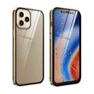 For iPhone 12 / 12 Pro Double Sides Tempered Glass Magnetic Adsorption Metal Frame HD Screen Case(Gold) - 1