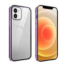 For iPhone 12 mini Double Sides Tempered Glass Magnetic Adsorption Metal Frame HD Screen Case (Light Purple) - 1