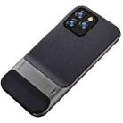 For iPhone 12 / 12 Pro Plaid Texture Non-slip TPU + PC Case with Holder(Space Gray) - 1