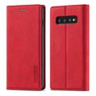 For Samsung Galaxy S10 LC.IMEEKE Strong Magnetism Ultra-thin Horizontal Flip Shockproof Matte TPU + PU Leather Case with Holder & Card Slots & Wallet(Red) - 1