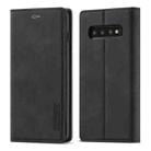For Samsung Galaxy S10+ LC.IMEEKE Strong Magnetism Ultra-thin Horizontal Flip Shockproof Matte TPU + PU Leather Case with Holder & Card Slots & Wallet(Black) - 1
