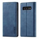 For Samsung Galaxy S10+ LC.IMEEKE Strong Magnetism Ultra-thin Horizontal Flip Shockproof Matte TPU + PU Leather Case with Holder & Card Slots & Wallet(Blue) - 1
