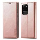 For Samsung Galaxy S20 Ultra LC.IMEEKE Strong Magnetism Ultra-thin Horizontal Flip Shockproof Matte TPU + PU Leather Case with Holder & Card Slots & Wallet(Rose Gold) - 1