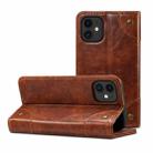 For iPhone 12 mini Baroque Simple Horizontal Flip Leather Case with Holder & Card Slots & Wallet (Light Brown) - 1
