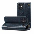 For iPhone 12 mini Baroque Simple Horizontal Flip Leather Case with Holder & Card Slots & Wallet (Blue) - 1