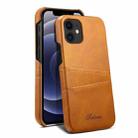For iPhone 12 mini Calf Texture Back Cover Protective Case with Card Slots (Khaki) - 1