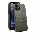 For iPhone 12 mini Calf Texture Back Cover Protective Case with Card Slots (Grey) - 1