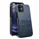 For iPhone 12 mini Calf Texture Back Cover Protective Case with Card Slots (Blue) - 1