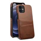 For iPhone 12 / 12 Pro Calf Texture Back Cover Protective Case with Card Slots(Brown) - 1