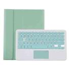 T098B-A Pressed Skin Texture TPU Detachable Candy Colors Bluetooth Keyboard Tablet Case for iPad Air 4 10.9 inch (2020), with Stand & Pen Slot & Touch(Light Green) - 1