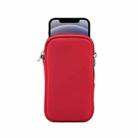 Universal Elasticity Zipper Protective Case Storage Bag with Lanyard  / 4.7-5.4 inch Smart Phones(Purplish Red) - 1