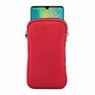 Universal Elasticity Zipper Protective Case Storage Bag with Lanyard For Huawei Mate 20 X / 7.2 inch Smart Phones(Purplish Red) - 1