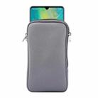 Universal Elasticity Zipper Protective Case Storage Bag with Lanyard For Huawei Mate 20 X / 7.2 inch Smart Phones(Grey) - 1