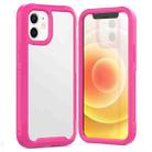 PC+TPU Color Transparent Shockproof Phone Protective Case For iPhone 12 Mini(Rose Red) - 1